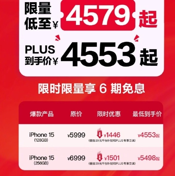 蘋果iPhone 15系列降價至歷史新低:市場競爭加劇(圖1) 蘋果iPhone 15系列降價至歷史新低:市場競爭加劇