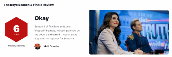 《黑袍糾察隊(duì)》第四季大結(jié)局IGN 6分:完全令人失望!(圖1) 《黑袍糾察隊(duì)》第四季大結(jié)局IGN 6分:完全令人失望!