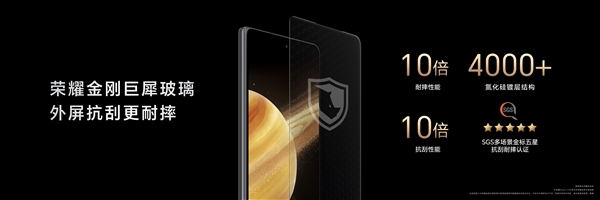 耐摔、抗刮性能10倍提升!榮耀Magic V3搭載金剛巨犀玻璃(圖1) 耐摔、抗刮性能10倍提升!榮耀Magic V3搭載金剛巨犀玻璃