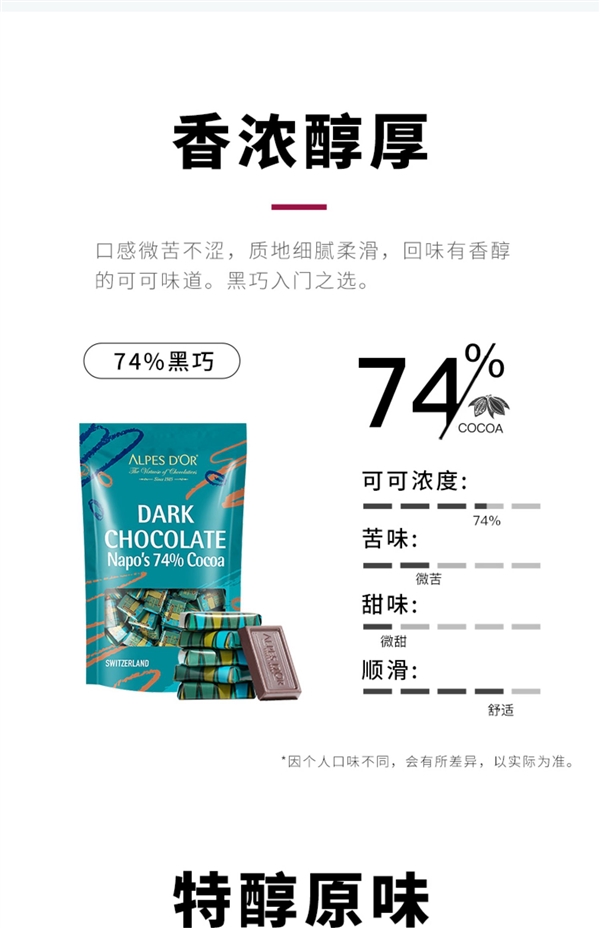 瑞士進(jìn)口：愛普詩(shī)黑巧110顆29.9元官方大促（日常119元）