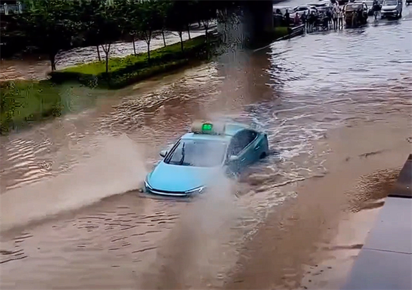 車船稅沒白交 一電動出租車涉水漂過：燃油車主集體看呆