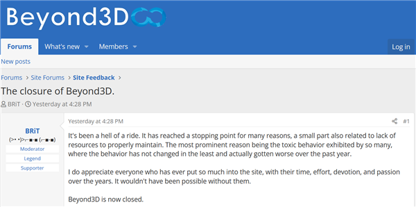 權威顯卡論壇Beyond3D突然關閉!噴子太多 受不了了(圖1) 權威顯卡論壇Beyond3D突然關閉!噴子太多 受不了了